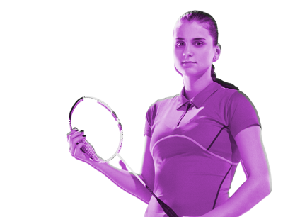 young woman holding a badminton racket